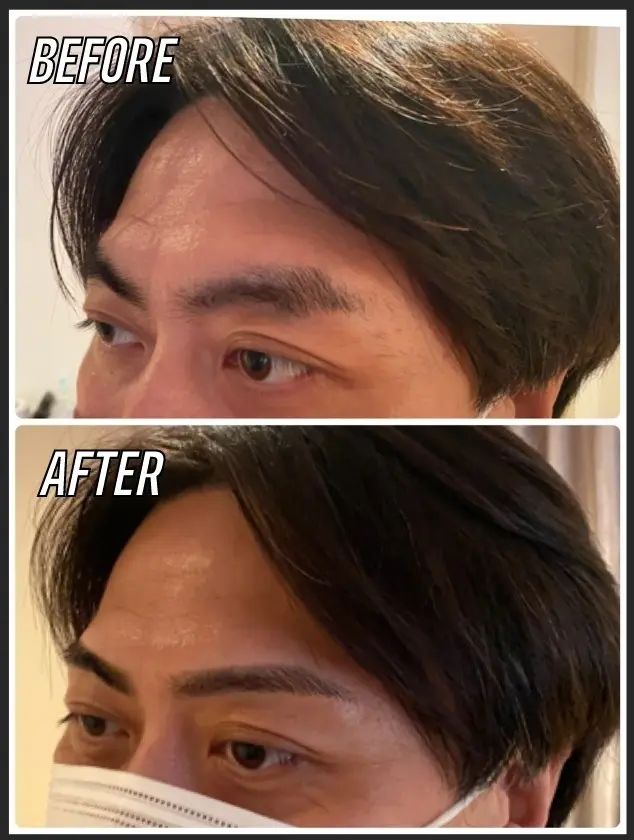 メンズ眉毛サロンTransATTの施術例：眉毛を整えて印象が変わったビフォーアフター